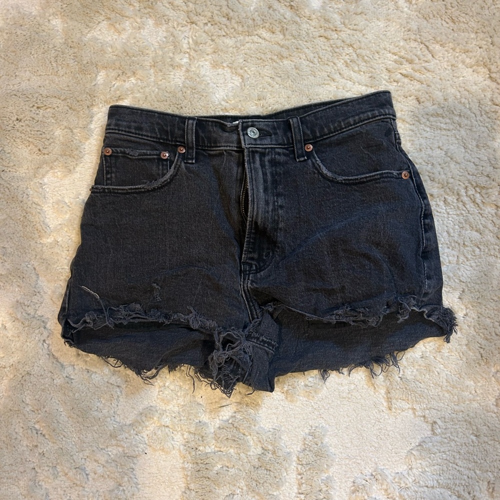 Abercrombie & Fitch Black Jean Shorts Vintage Distressed Style